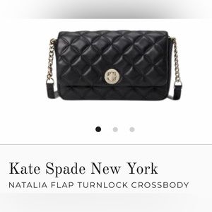 Kate Spade-Natalie Flap Turn Lock Leather Crossbody in Black